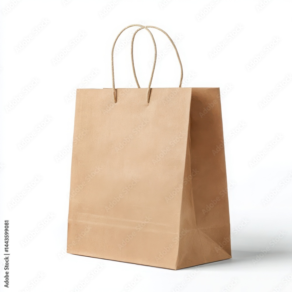Paper shopping bag with handles on white background Paper shopping bag with handles on white background