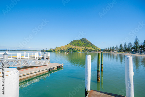 Obraz na płótnie Pier of Salisbury Wharf at one end of Pilot Bay Mount Maunganui w salonie