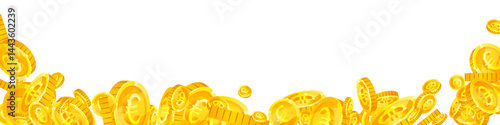 European Union Euro coins falling. Scattered gold