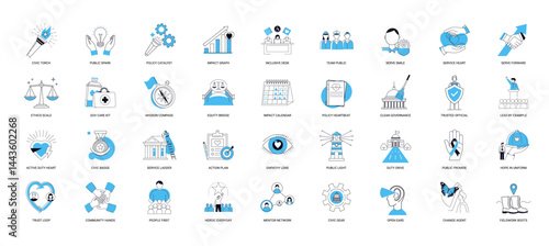 public service themes ethics community leadership positive impact, badge example ladder by heart civic duty active lead service
