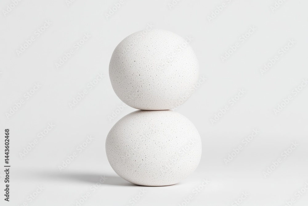 Two white spheres stacked vertically Two white spheres stacked vertically