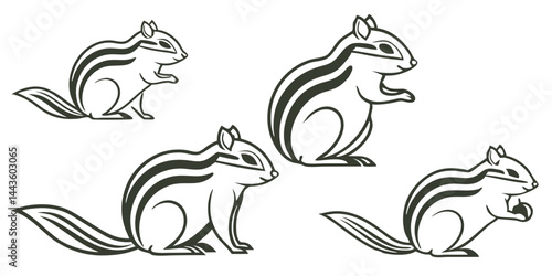 Cute Minimal Chipmunk Vector Icons for Design and Print Use