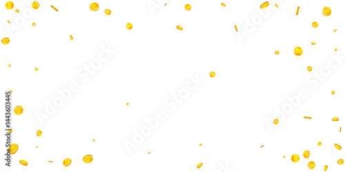 Korean won coins falling. Scattered gold WON