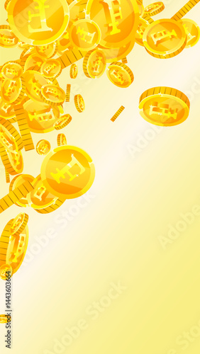 Swiss franc coins falling. Gold scattered CHF