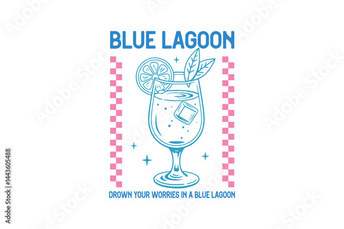 Blue Lagoon, Summer Cocktail SVG T Shirt Design