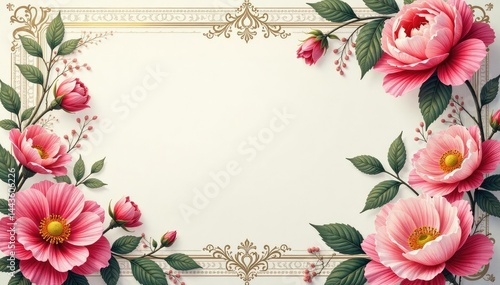 Elegant floral damask, intricate vines & blooms, nature, floral damask