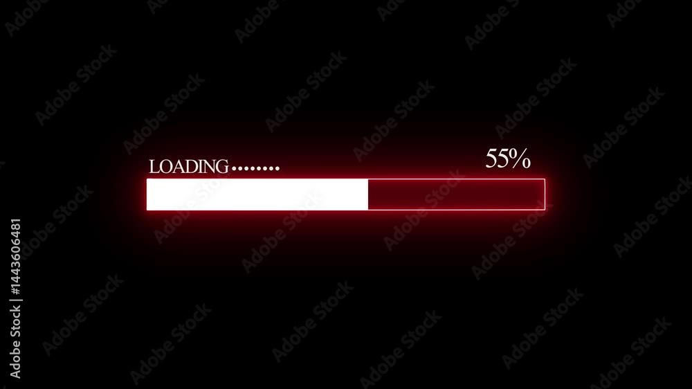 Animation loading bar on blue screen technology futuristic. Loading bar and progress loading Complete, buffering waiting loading bar Loading Status bar Transfer black background