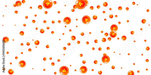 Vitamin A round capsules scattered randomly.