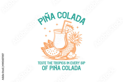 Pina Colada Summer Cocktail SVG T Shirt Design