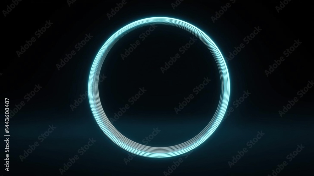 Fototapeta premium 3d rendering of an oval-shaped object made up of thin, glowing lines. the lines are a bright blue color and appear to be glowing in the dark.