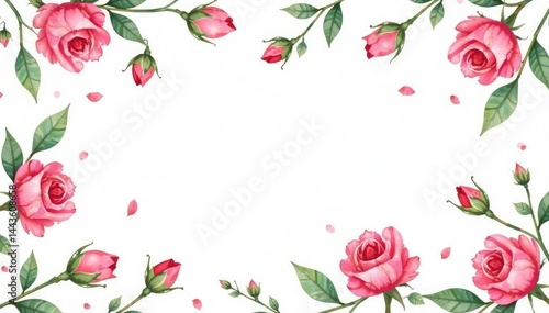 Delicate watercolor rosebuds & leaves, repeating pattern, soft, texture