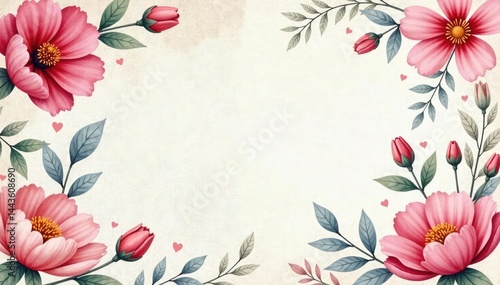 Delicate watercolor floral pattern on textured paper , soft, vintage