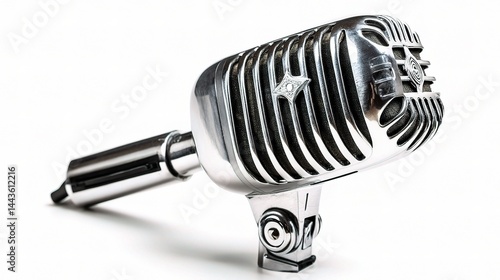 Vintage Microphone on White Background for Music and Sound Themes