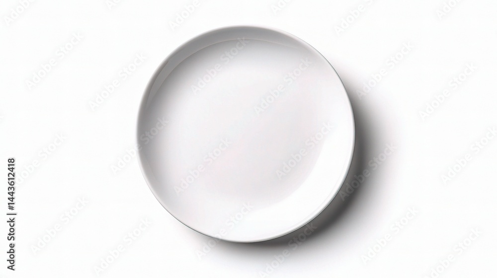 Empty White Plate on Light Background for Culinary Display Purpose
