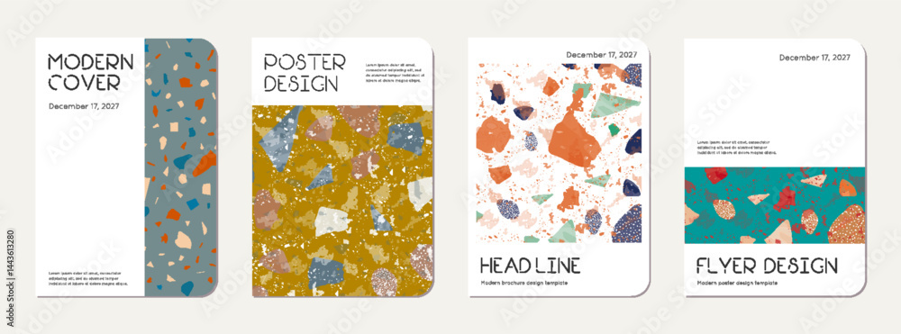 Naklejka premium Notepad cover design. Terrazzo abstract