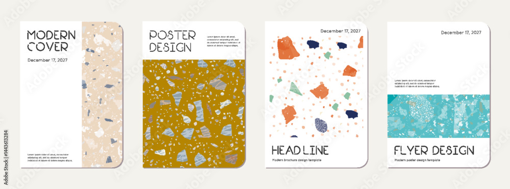 Naklejka premium Notepad cover design. Terrazzo abstract