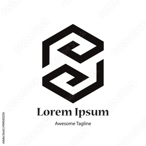 ps letter polygon shape initial logo design icon