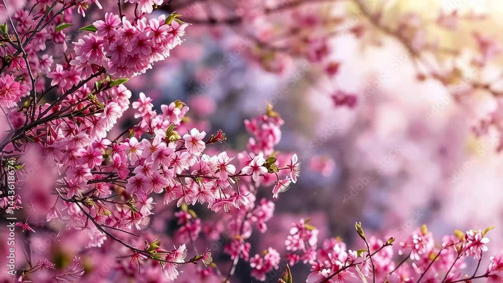 Spring blossoms bloom abundantly in a vibrant garden during golden hour with soft sunlight illuminating the delicate flowers and lush greenery Spring blossoms bloom abundantly in a vibrant garden during golden hour with soft sunlight illuminating the delicate flowers and lush greenery