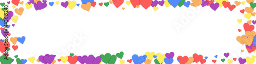 Rainbow colored scattered hearts. LGBT valentine