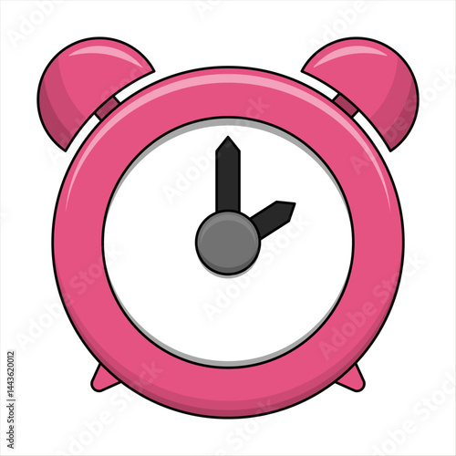 Cute pink alarm clock illustration