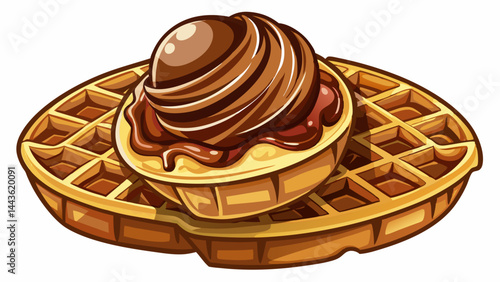 Decadent chocolate mounds overflow the crisp basket.
Soft edges meet the structured waffle lines.
A flat-style visual with depth and flavor.
Modern, tempting, and perfectly composed.