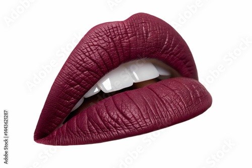 Obraz na płótnie red lipstick lips on white background, maroon lipstick lips w salonie