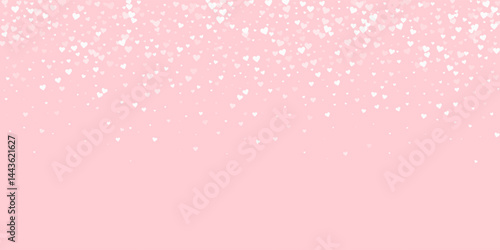 White hearts scattered on pink background.