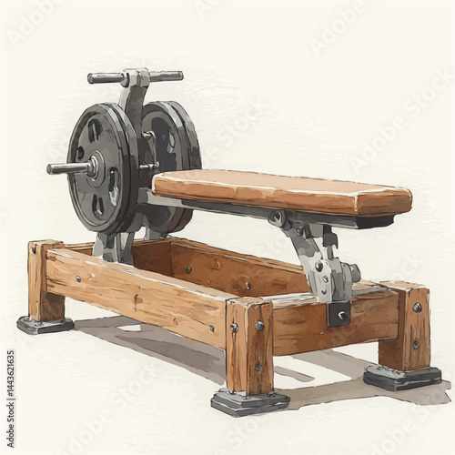 watercolor of Rowing Machine In A Gym, vector, isolated on a white background.