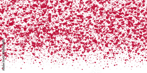 Red hearts scattered on white background.