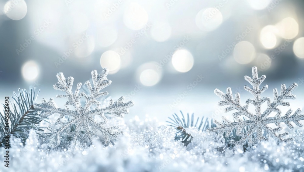 Winter Wonderland with Silver Snowflakes Winter Wonderland with Silver Snowflakes