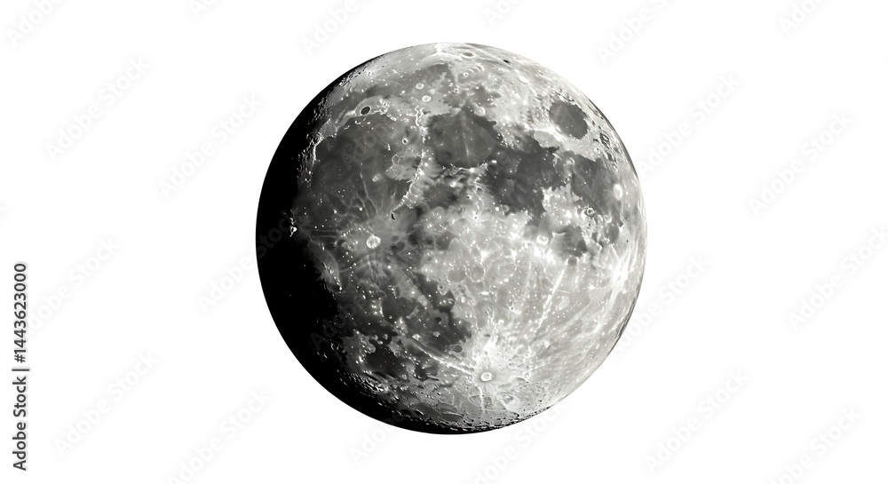 Obraz premium Detailed view of the full moon against a white background