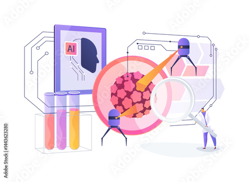 Nanotechnology in Targeted Cancer Therapy abstract concept vector illustration.