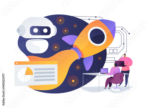 AI-Assisted Space Exploration abstract concept vector illustration.