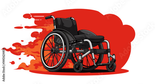 Wheelchair mobility disability medical equipment healthcare assistance aid transport illustration design