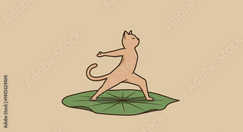 Cat yoga pose illustration meditation zen mindfulness wellness animal pet kitten relaxation exercise health