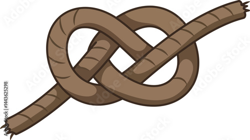 Rope tied in a simple knot for secure fastening and outdoor activities illustration vector 