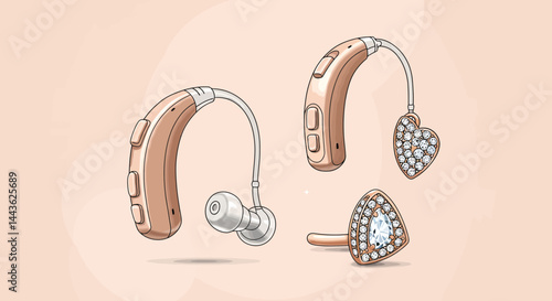 Hearing aids with jewelry accessories for hearing loss and hearing solutions and hearing technology devices