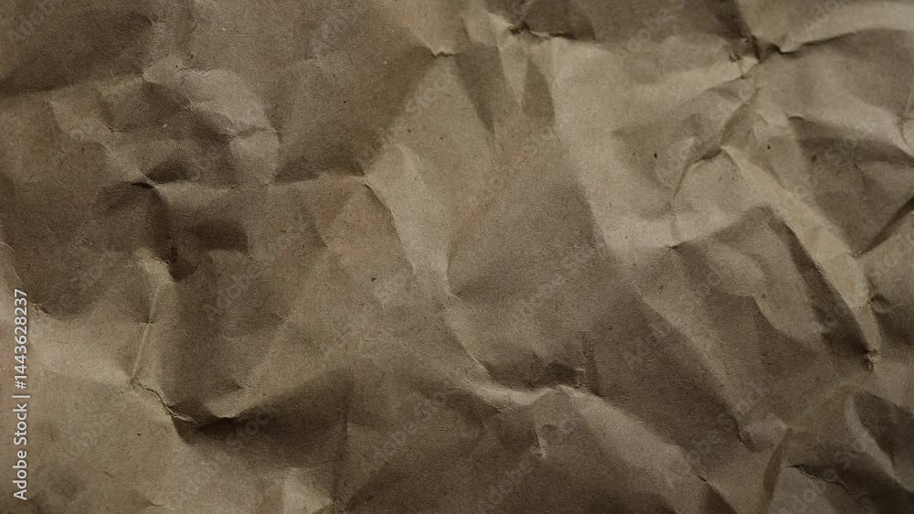 A crumpled brown paper texture background. Close up.