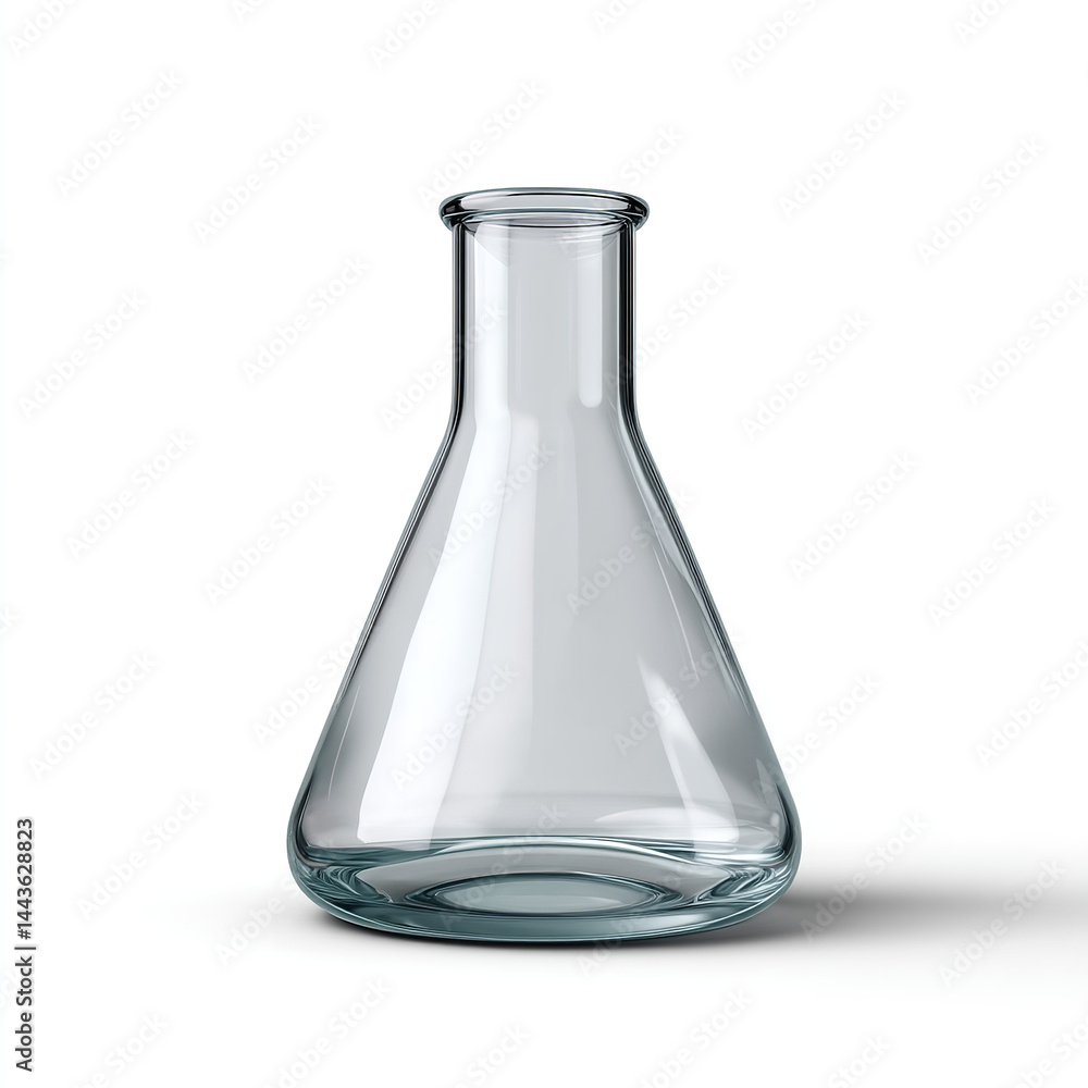 Empty Erlenmeyer chemical flask isolated on transparent background Generative Ai. isolated white background Empty Erlenmeyer chemical flask isolated on transparent background Generative Ai. isolated white background