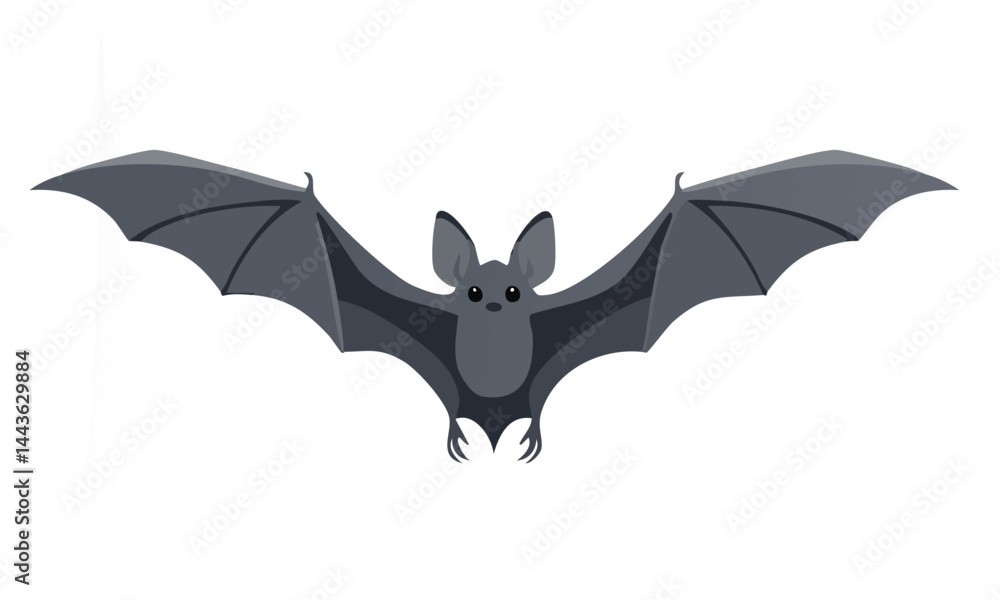 Fototapeta premium Black Winged Bat Vector Illustration
