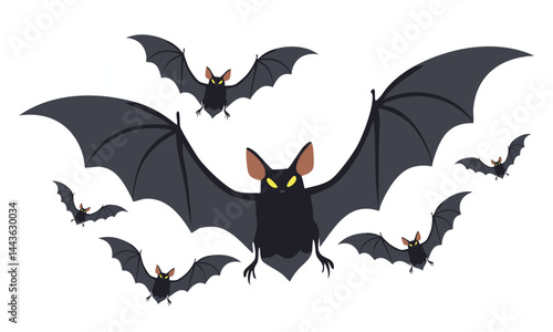 Spooky Flying Bat Vector Art