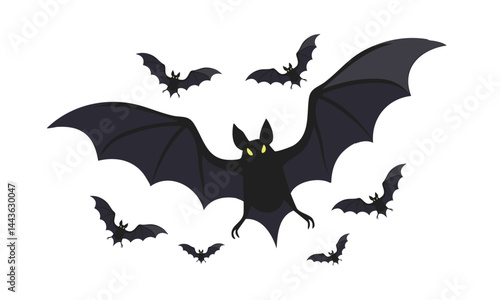 Playful Black Bat Vector Graphic