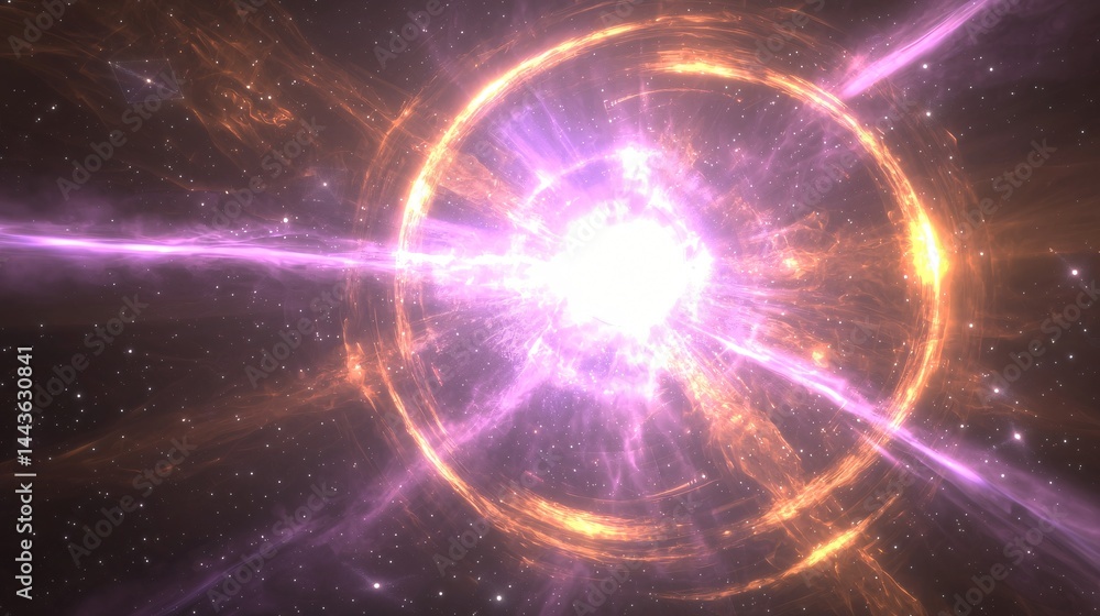 Obraz premium A star at the center of a nebula surrounded by cosmic dust and celestial beauty in a scene of time-warping energy tides