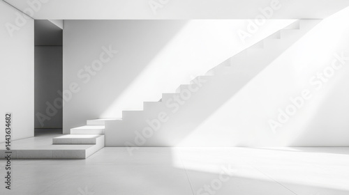 Obraz na płótnie Sleek Ascendancy: Minimalistic Stairs in a Modern Villa Interior
w salonie