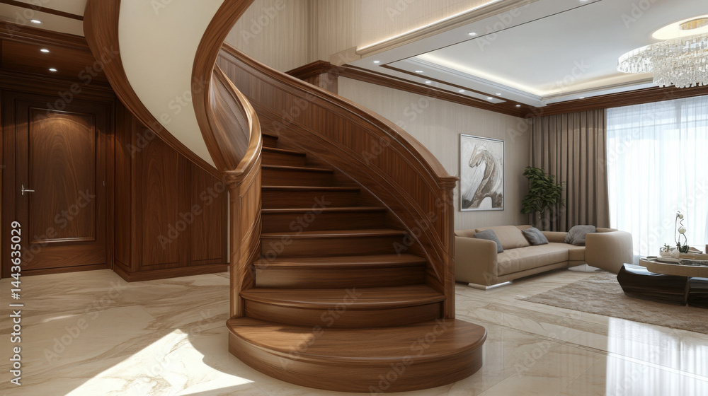 Elevated Elegance: Wooden-Finished Stairs in Modern Interior Design