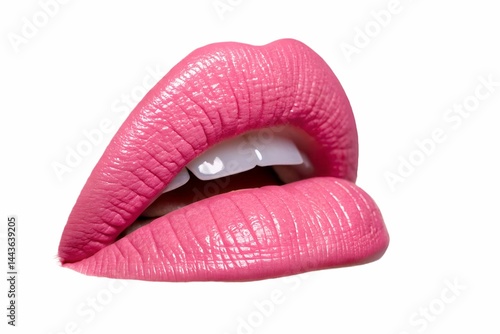 Obraz na płótnie pink lipstick lips isolated on white background w salonie