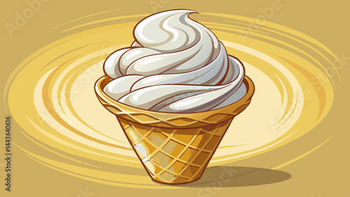 Fluffy vanilla ice cream swirls inside a crunchy cup.
The pale cream hue pops against the golden waffle.
Soft shadows add depth to the clean composition.
Perfect for summer menus or playful vector set