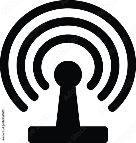 Wireless signal icon representing connectivity and communication technology vector illustration black and white graphic design 