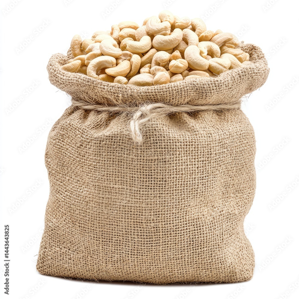 Brown burlap sacks of wheat and beans, natural and healthy ingredients, isolated on white Brown burlap sacks of wheat and beans, natural and healthy ingredients, isolated on white