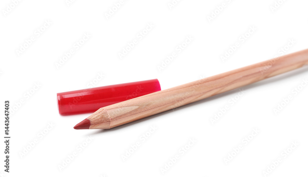 Naklejka premium One lip pencil isolated on white. Cosmetic product